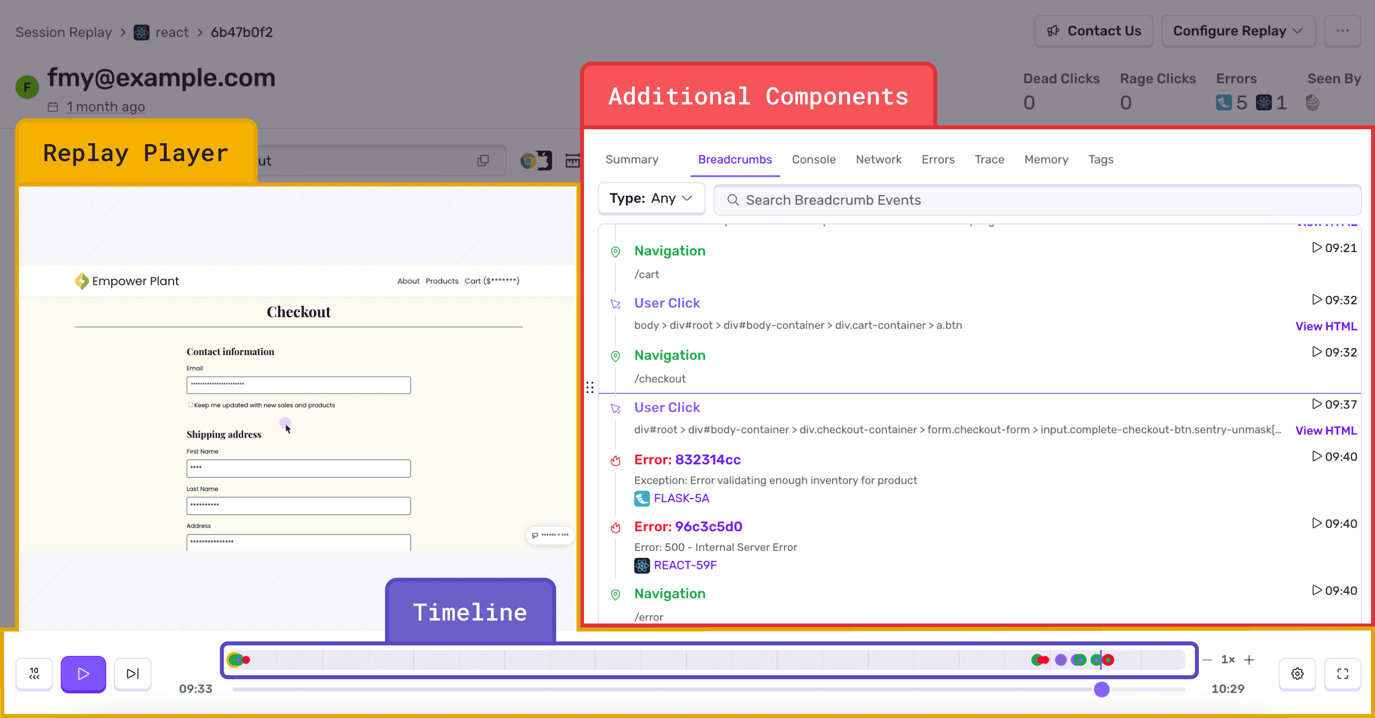 Session Replay details user interface