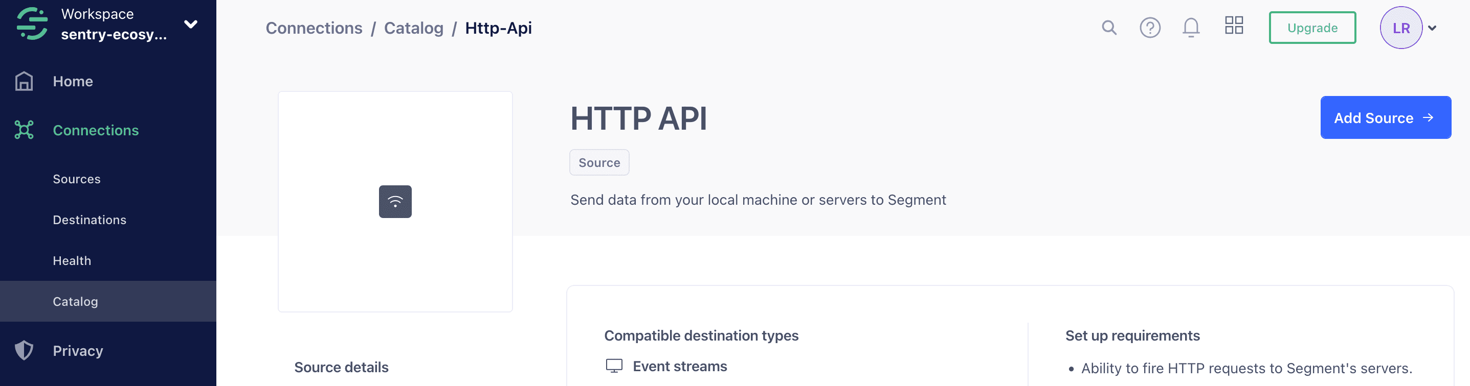 Segment HTTP API source in catalog