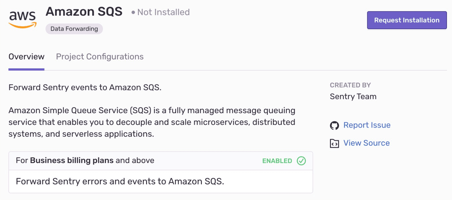 Install Amazon SQS integration