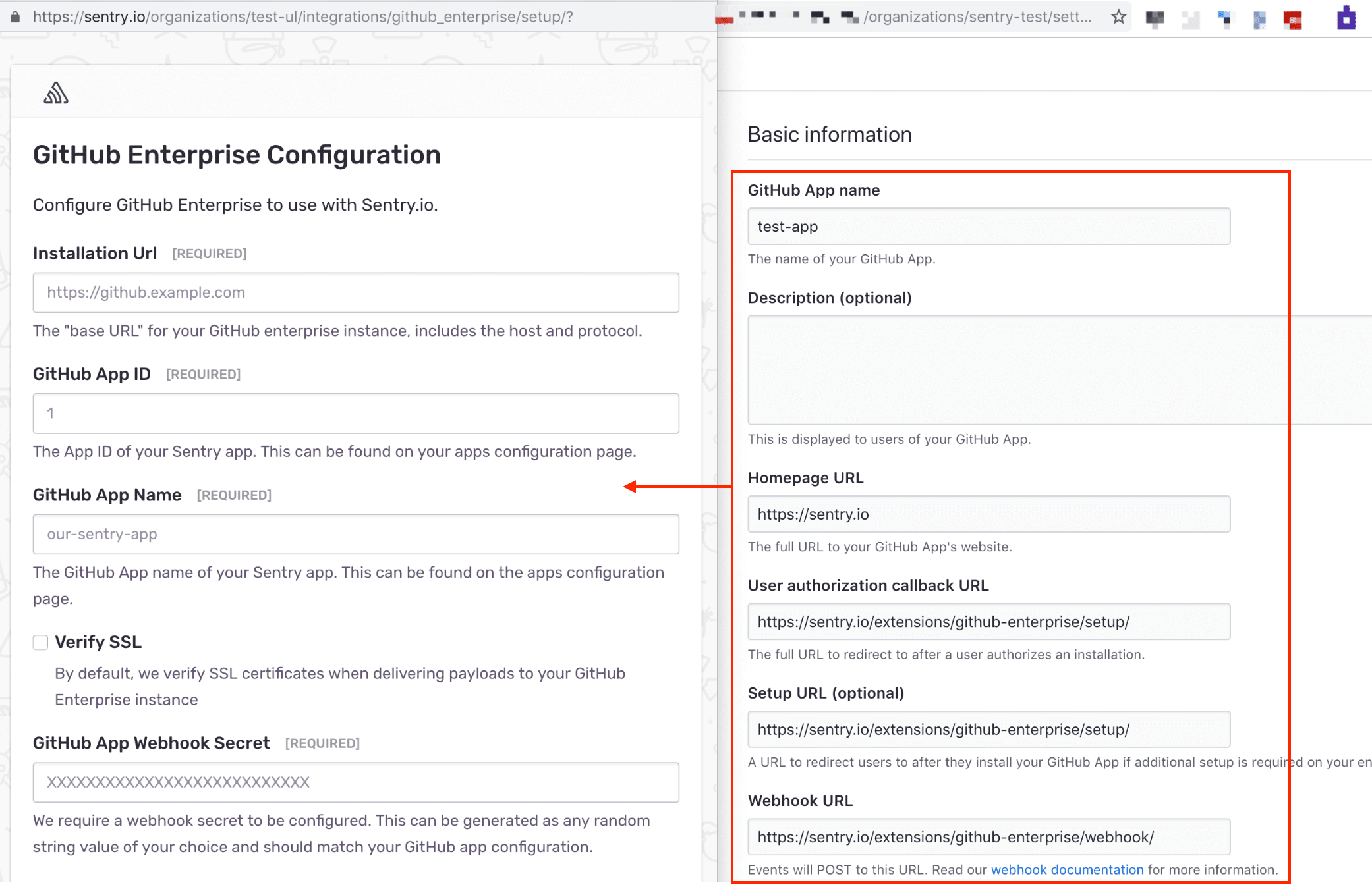 GitHub Enterprise configuration form