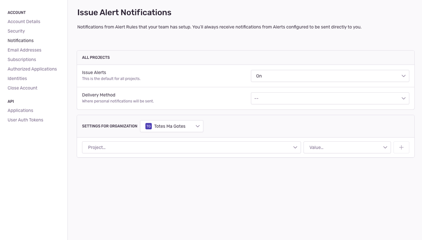 Issue alert notification detail page