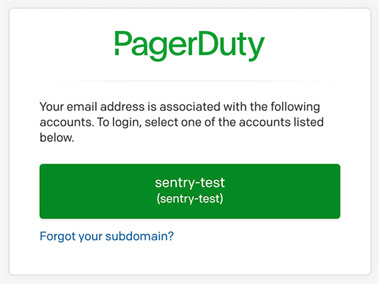 PagerDuty account picker modal