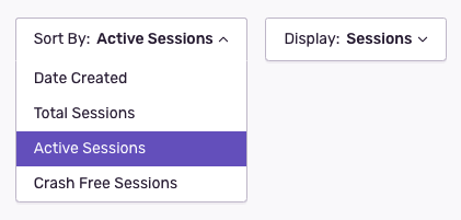 Sort By: Active Sessions dropdown