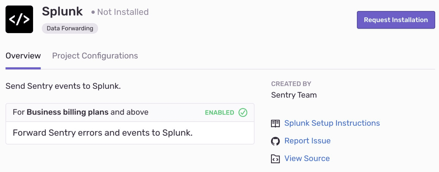 Install Splunk integration