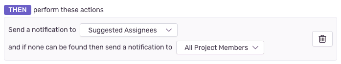 Suggested Assignees with notify all project members selected.