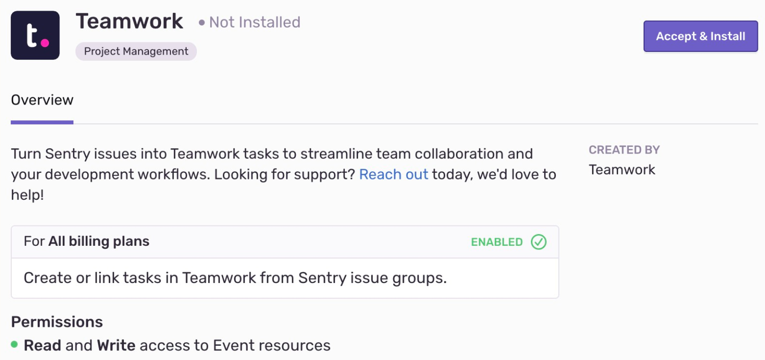 Install Teamwork integration