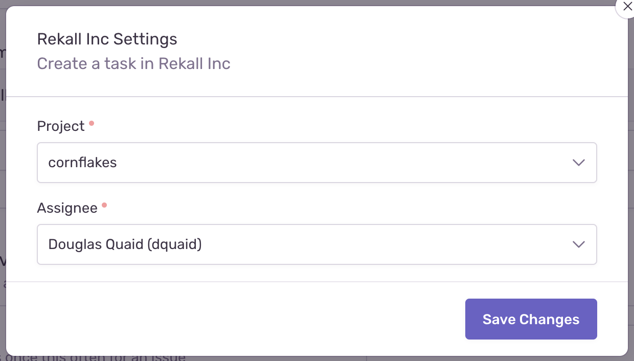 Example of an alert settings modal.