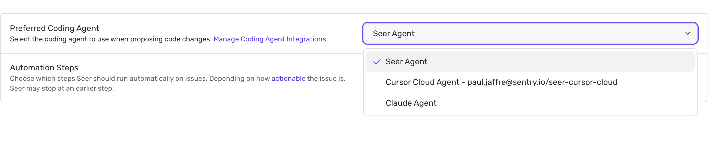 Use Cursor Agent for Seer handoff