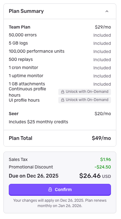 The cart of a subscription update.