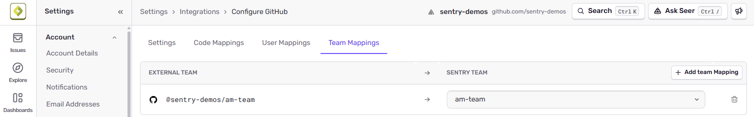 External team mappings for GitHub/Gitlab