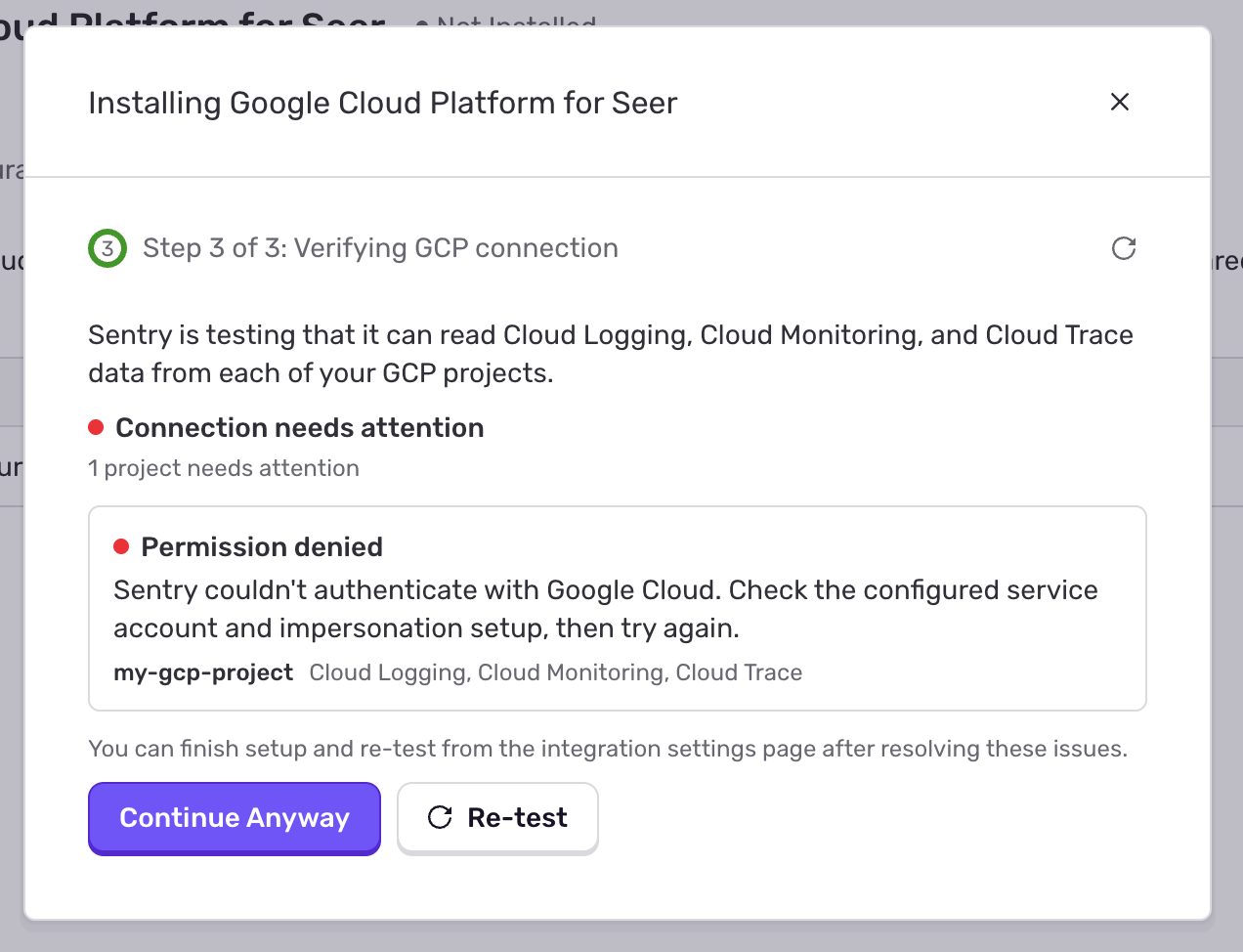 Google Cloud Platform validation