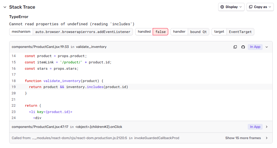 good stack trace example