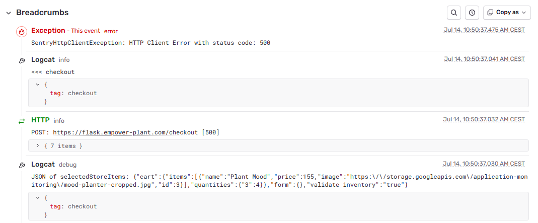 Logcat Breadcrumbs