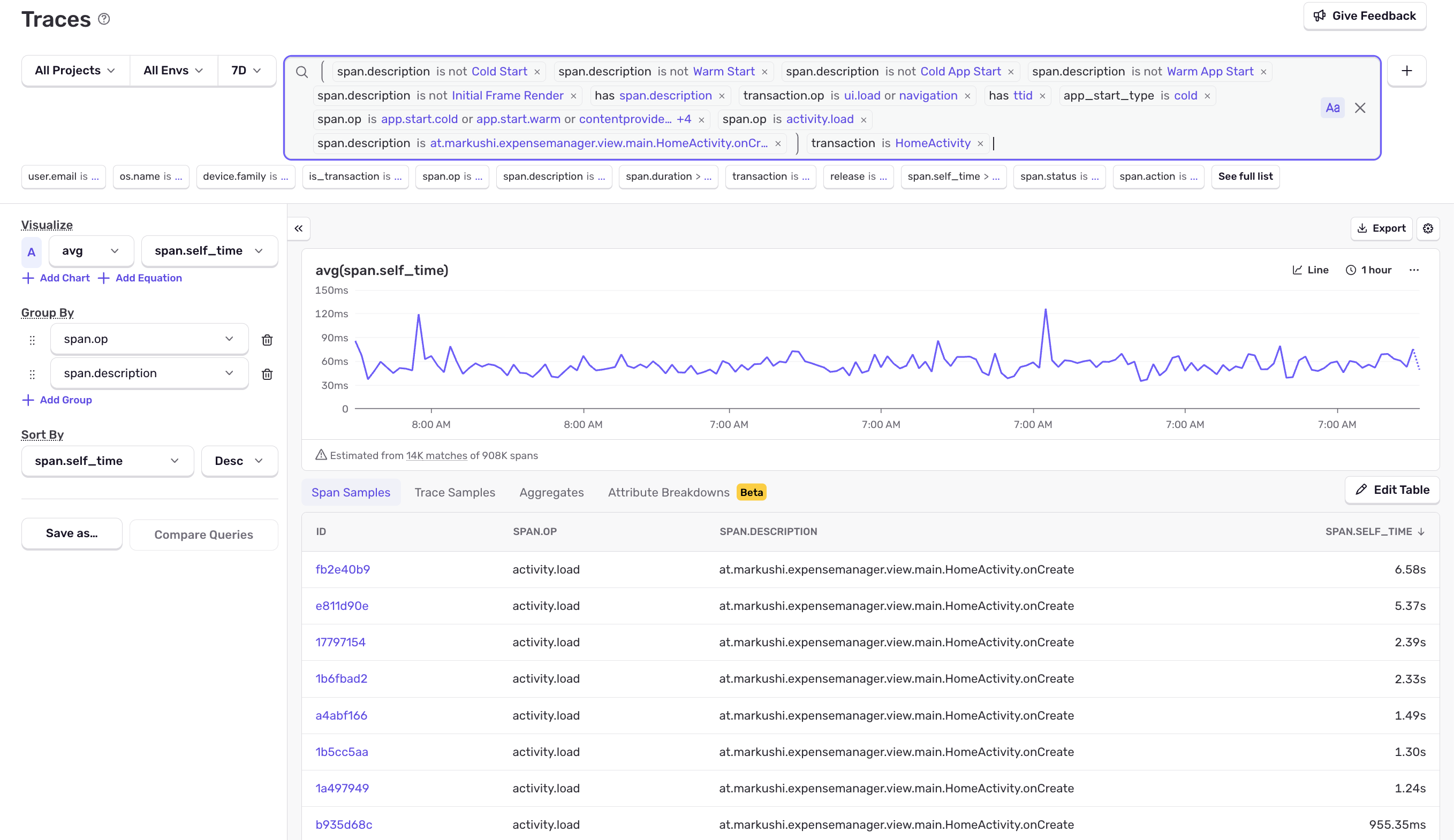 Example of Span Detail View