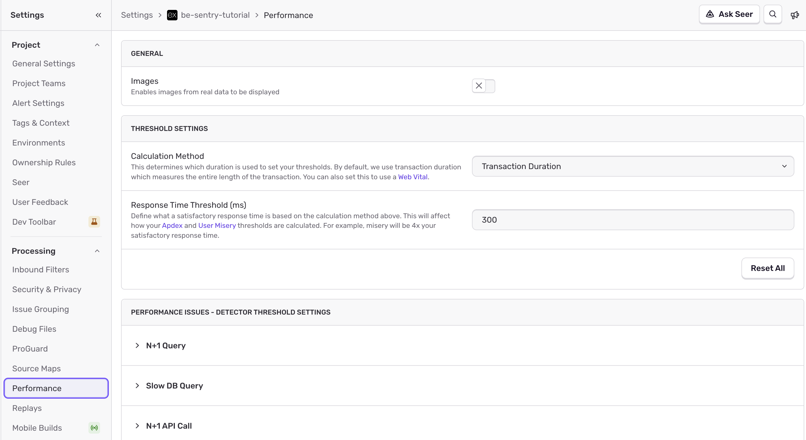 Performance issue configuration