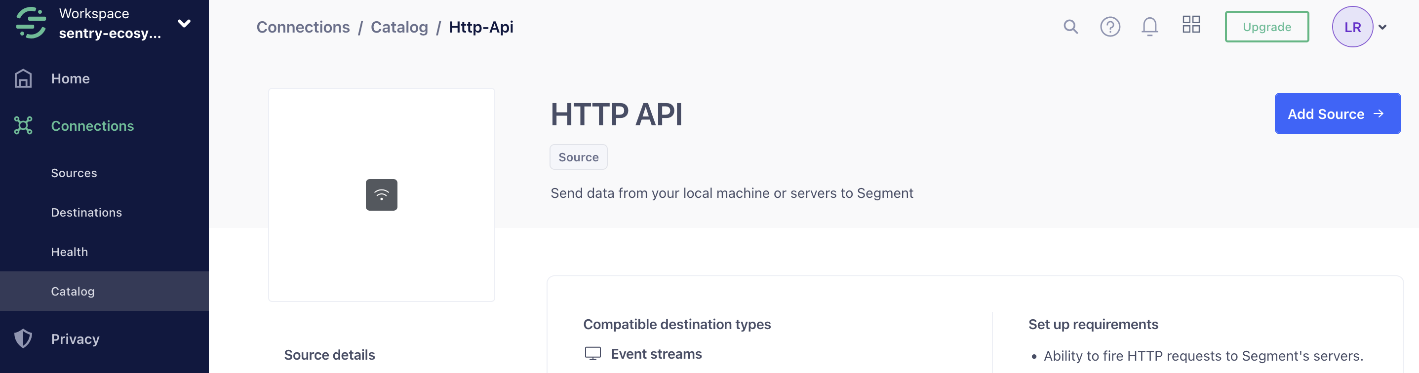 Segment HTTP API source in catalog