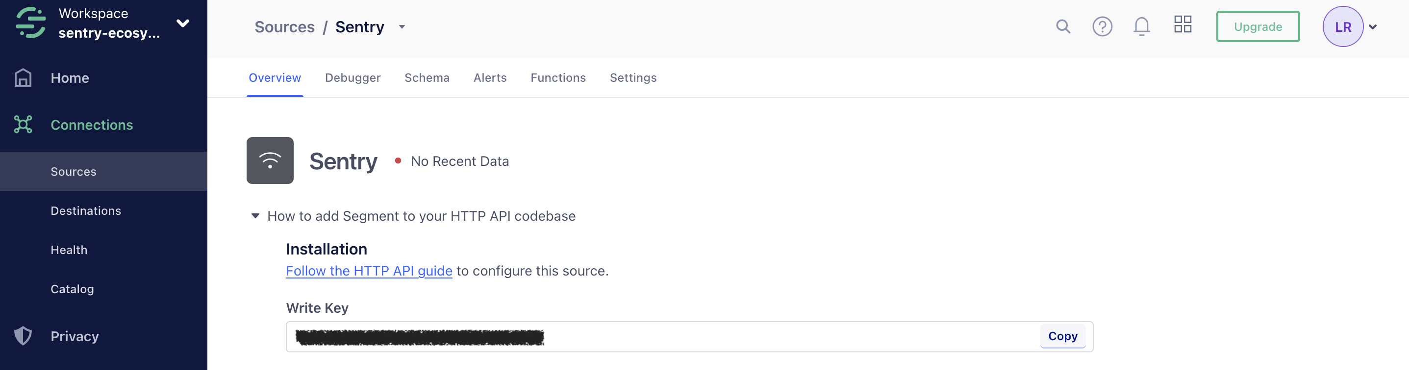 Segment source configuration view